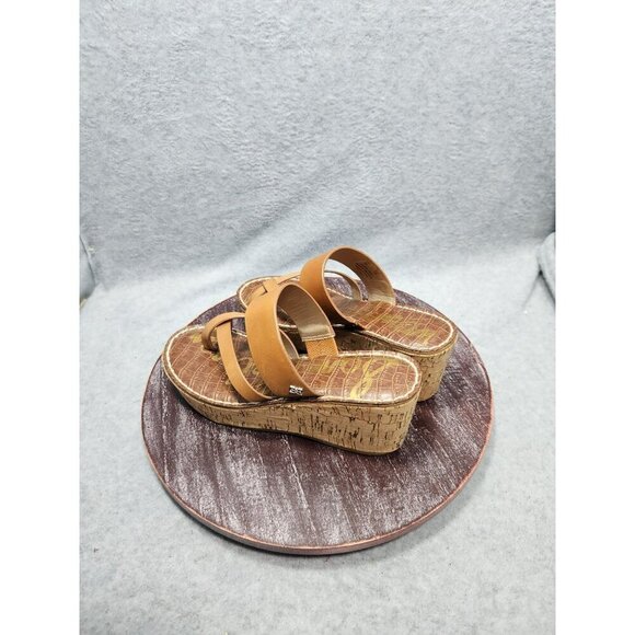 Sam Edelmam Womens Tan Leather Wedge Sandals Size 6 - Picture 7 of 13